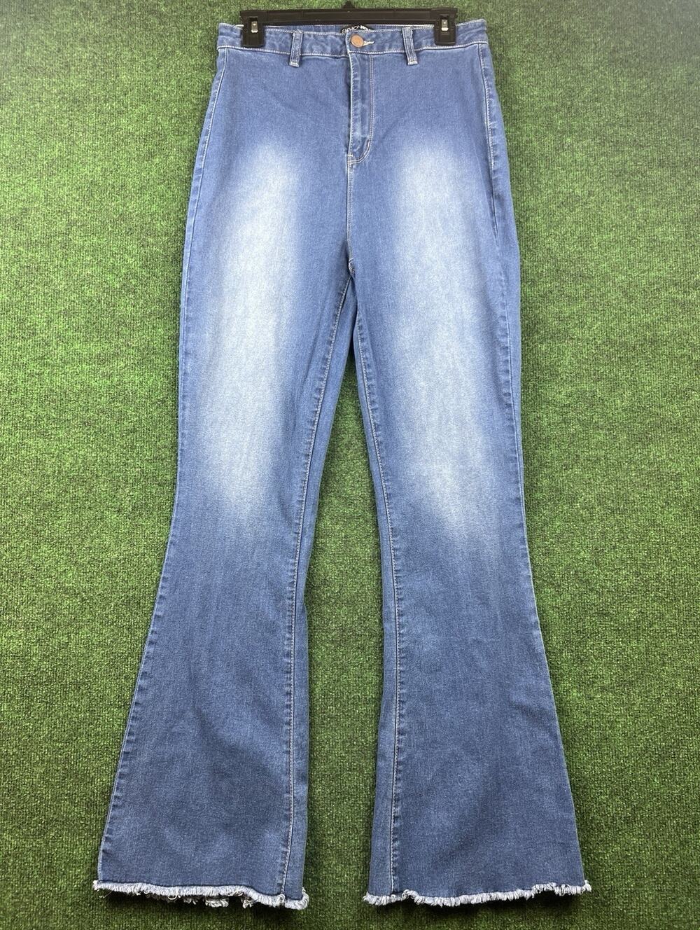 Fashion Nova Women’s Flare Jeans Slim Mid Rise 5-Pocket